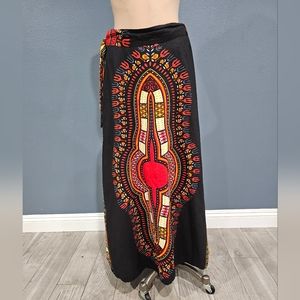 ADVANCE APPARELS Black Multicolor Ethnic Tribal Maxi A-Line Skirt One Size